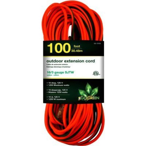 Gogreen GoGreen Power, , 100 Ft Extension Cord - Orange/Green GG-13700